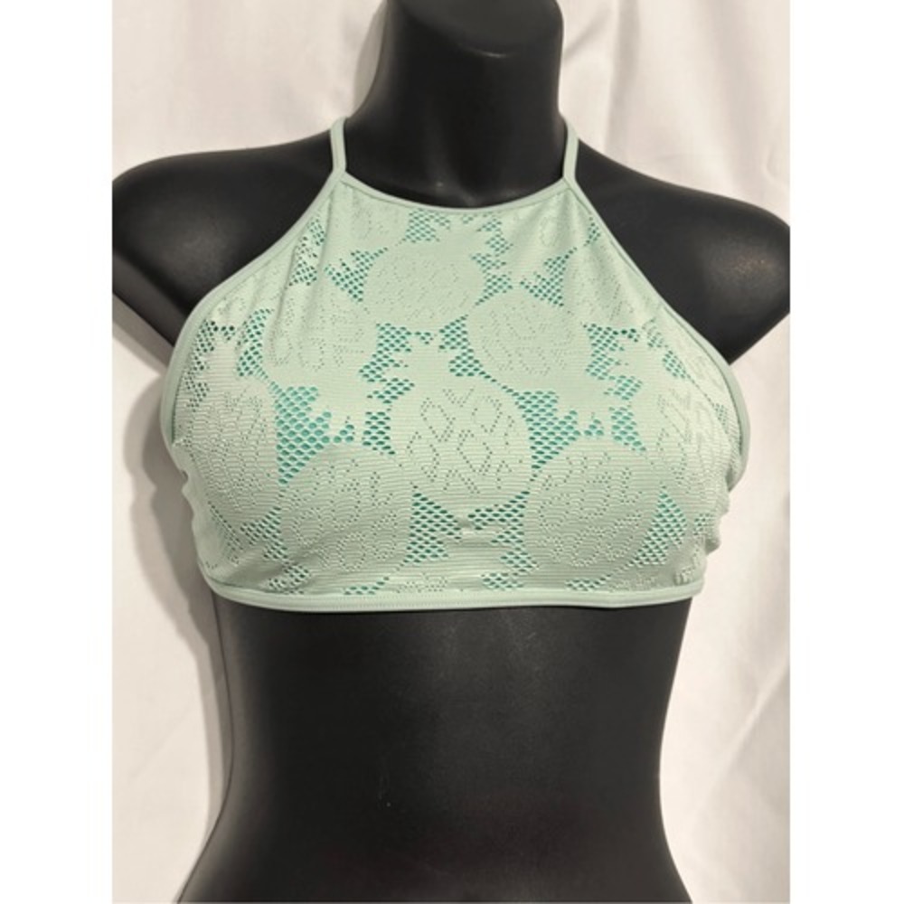 Beautiful Aerie Pineapple Bikini Halter Top green swimsuit top GOOD CONDITION ME